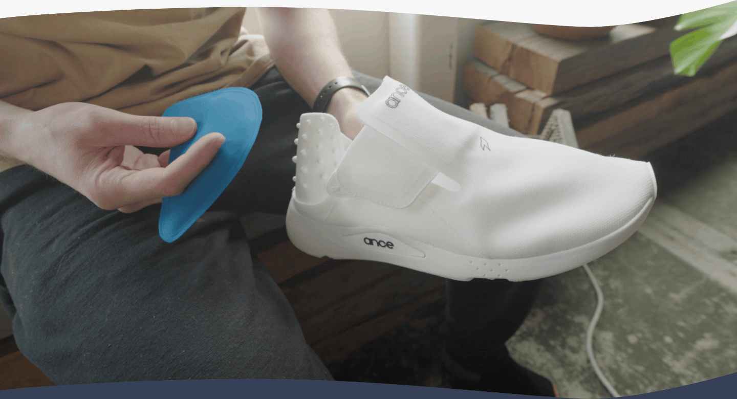 Ance sneakers, featuring a built-in ice system, instantly reduce inflammation and soothe soreness